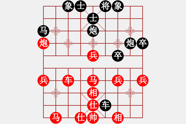 象棋棋譜圖片：夏激揚紅負葬心【仙人指路轉左中炮對卒底炮轉順炮】｛注｝ - 步數：40 