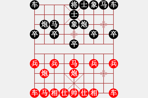 象棋棋譜圖片：3/31/2024 網(wǎng)絡(luò)對(duì)戰(zhàn)/中炮對(duì)反宮馬老炮對(duì)業(yè)8-3至此黑敗 - 步數(shù)：10 