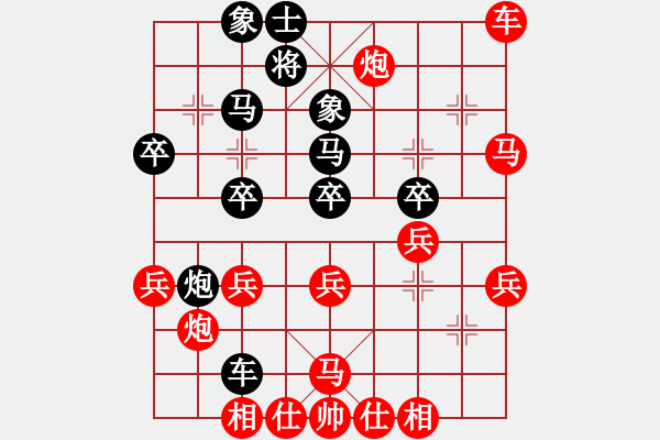 象棋棋譜圖片：中炮巡河車對(duì)屏風(fēng)馬（旋風(fēng)14層先勝巫師大師級(jí)） - 步數(shù)：40 