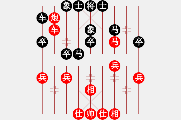 象棋棋譜圖片：第三章 近代列炮一左炮封車轉(zhuǎn)列炮 第四節(jié) 紅進(jìn)正馬不進(jìn)七兵式 互進(jìn)正馬紅馬盤河（三） - 步數(shù)：33 