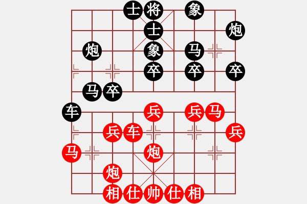 象棋棋譜圖片：弈網(wǎng)棋緣(9段)-和-珍寶島(月將)五七炮互進(jìn)三兵對(duì)屏風(fēng)馬右馬外盤河 紅左橫車對(duì)黑飛右象 - 步數(shù)：30 