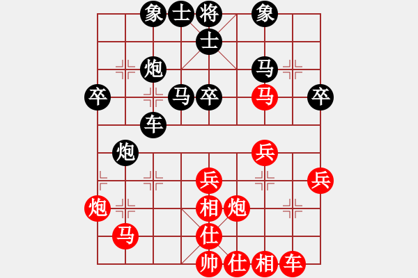 象棋棋譜圖片：順炮兩頭蛇對雙橫車 馬后藏車 1變 - 步數(shù)：34 