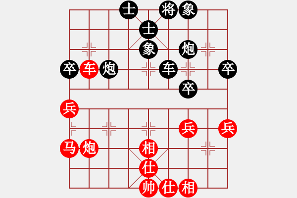 象棋棋譜圖片：中炮對(duì)屏風(fēng)馬紅過河車對(duì)黑橫駒變例（1）紅進(jìn)七兵再兵五進(jìn)一紅稍優(yōu) - 步數(shù)：49 