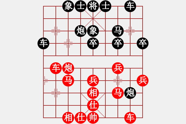 象棋棋譜圖片：五七炮對(duì)屏風(fēng)馬互進(jìn)三兵卒 黑馬2進(jìn)1-1 紅炮7退1 - 步數(shù)：36 