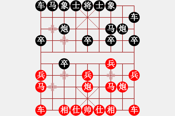 象棋棋譜圖片：《學習大師后手》卒底炮急進3卒破兩頭蛇左中炮 - 步數(shù)：10 