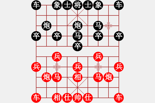 象棋棋谱图片：双儿[红] -红先胜- 有耳朵[黑] - 步数：10 