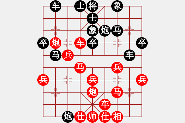 象棋棋譜圖片：順炮直車應(yīng)雙橫車（旋風(fēng)勝巫師業(yè)余級） - 步數(shù)：30 