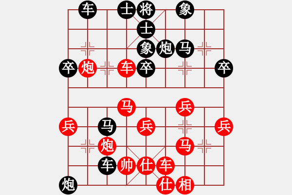 象棋棋譜圖片：順炮直車應(yīng)雙橫車（旋風(fēng)勝巫師業(yè)余級） - 步數(shù)：40 