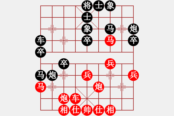 象棋棋譜圖片：與棋會友(6段)-和-華山之顛(月將) 五七炮互進三兵對屏風馬邊卒右馬外盤河 紅左橫車 - 步數(shù)：30 