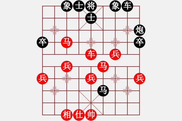 象棋棋譜圖片：魔鬼之吻(5段)-負(fù)-神龍初現(xiàn)(7段)中炮過(guò)河車(chē)互進(jìn)七兵對(duì)屏風(fēng)馬左馬盤(pán)河 紅炮8進(jìn) - 步數(shù)：40 