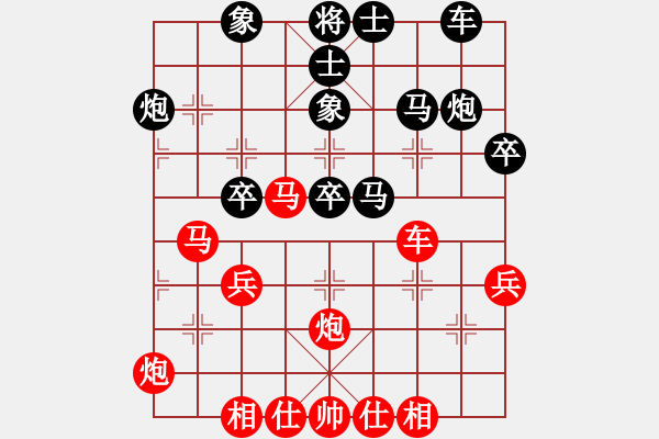 象棋棋譜圖片：五七炮進(jìn)三兵對(duì)屏風(fēng)馬(二)紅勝 - 步數(shù)：40 