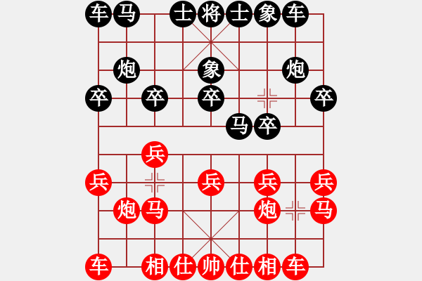 象棋棋譜圖片：葬心紅勝飛天-6968【對兵轉兵底炮】 - 步數(shù)：10 