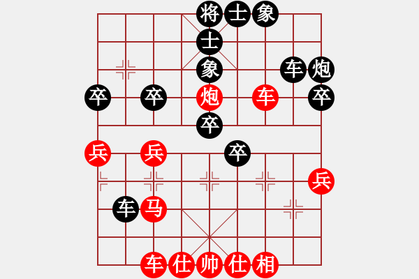 象棋棋譜圖片：老夫與你們(天帝)-負(fù)-品棋斷劍神(9段)中炮過河車互進(jìn)七兵對(duì)屏風(fēng)馬右炮過河 - 步數(shù)：40 