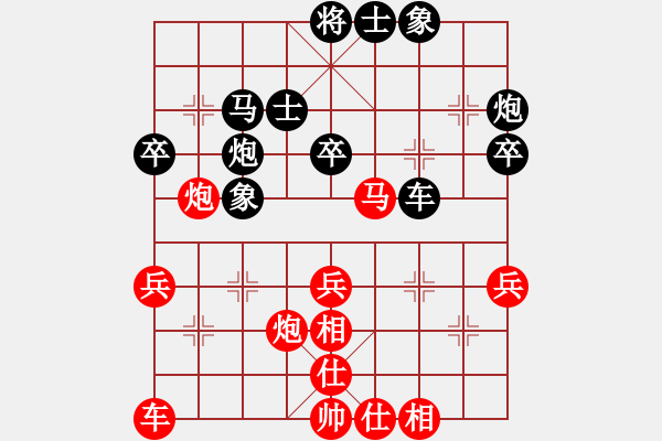 象棋棋谱图片：女子组 4-10 河南 姜可欣 红先和 天津 刘永寰 - 步数：40 