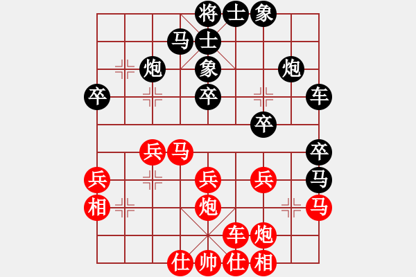 象棋棋譜圖片：寧波阿國(guó)(月將)-負(fù)-風(fēng)清云逸(月將) 五七炮互進(jìn)三兵對(duì)屏風(fēng)馬邊卒右馬外盤(pán)河 - 步數(shù)：30 