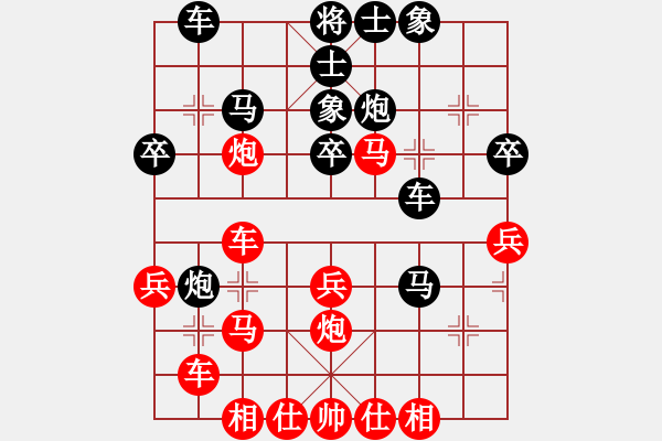 象棋棋譜圖片：JKC五八炮正馬炮壓馬左橫車對(duì)三步虎轉(zhuǎn)屏風(fēng)馬挺3卒直車右象 - 步數(shù)：36 