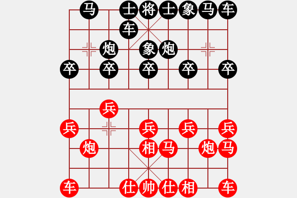 象棋棋譜圖片：QQ棋友-負-小亮(先人指路對卒底炮)- - 步數(shù)：10 