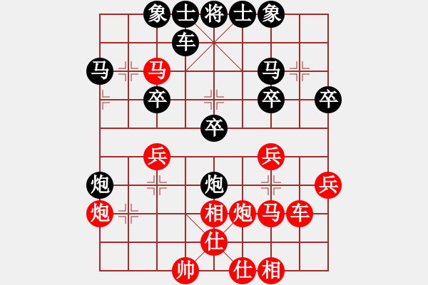 象棋棋谱图片：红蓝棋股(天帝)-负-神算子(1段) - 步数：30 