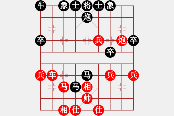 象棋棋譜圖片：倚天狂刀(6段)-負(fù)-緣份(7段)中炮過河車互進(jìn)七兵對(duì)屏風(fēng)馬平炮兌車 紅進(jìn)中兵對(duì)黑馬3退5 - 步數(shù)：40 