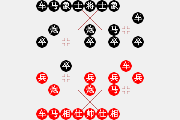 象棋棋譜圖片：順炮直車(chē)黑緩開(kāi)車(chē)進(jìn)3卒（旋風(fēng)勝巫師業(yè)余級(jí)） - 步數(shù)：10 