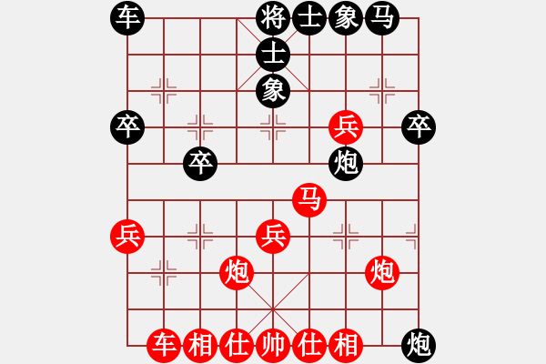 象棋棋譜圖片：葬心紅勝老xo先生【中炮對左炮封車】 - 步數(shù)：30 