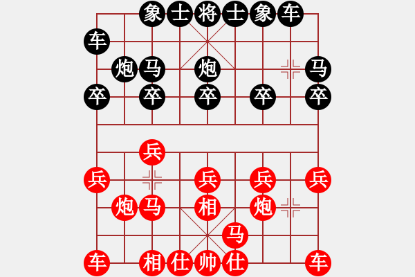 象棋棋譜圖片：1211局 A06- 兵底炮局-業(yè)天天Ai1-1(先負(fù))小蟲引擎23層 - 步數(shù)：10 