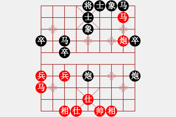 象棋棋譜圖片：業(yè)八二 負(fù) 昆侖 C95 五八炮互進(jìn)三兵對(duì)屏風(fēng)馬 紅左邊馬對(duì)黑兌７卒 后手飛刀 - 步數(shù)：40 