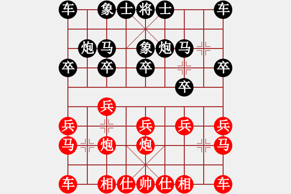 象棋棋譜圖片：失察丟子 一敗涂地：偏鋒炮王[紅] -VS- 五子登科51031202[黑] - 步數(shù)：10 