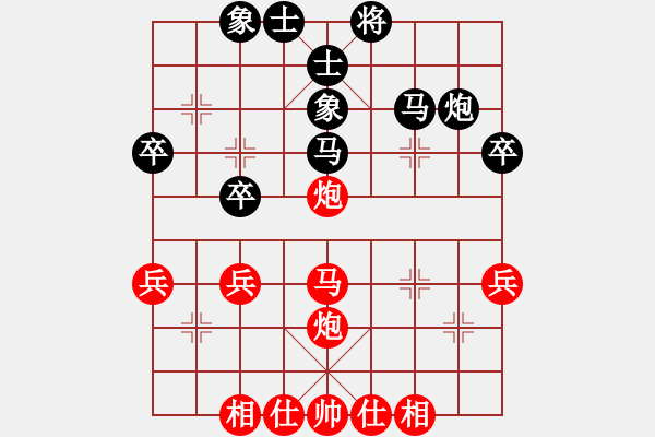 象棋棋譜圖片：行者必達(dá)[紅] -VS- 湛河秋水[黑]【中炮橫車盤頭馬勝屏風(fēng)馬巡河炮】 - 步數(shù)：40 