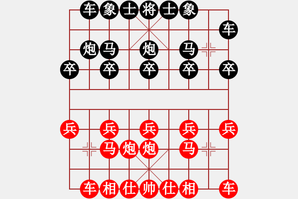 象棋棋譜圖片：順炮橫車應(yīng)直車士角炮正馬（旋風(fēng)V7.0拆棋）和棋 - 步數(shù)：10 