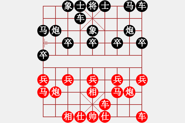 象棋棋谱图片：孟县第八[红] -VS- 强AI云[黑] - 步数：10 