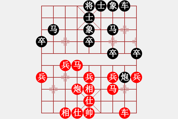 象棋棋譜圖片：測評 仙人指路對挺卒 馬八進(jìn)七 象3進(jìn)5 馬七進(jìn)六 馬8進(jìn)7 炮二平六比較好！ - 步數(shù)：30 