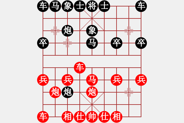 象棋棋譜圖片：順炮橫車對緩開車（黑53炮型）之一 - 步數：20 