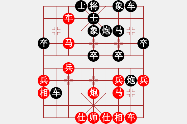 象棋棋譜圖片：中炮七路馬對屏風(fēng)馬雙炮過河 (卒5進(jìn)1） 繦絫(5段)-負(fù)-風(fēng)暴霸唱(9段) - 步數(shù)：30 