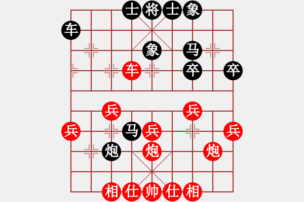 象棋棋譜圖片：騎兵衛(wèi)士[紅] -VS- 菜鳥[黑] - 步數(shù)：40 