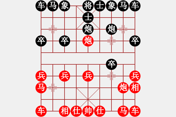 象棋棋譜圖片：卒底炮應(yīng)仙人指路紅左邊馬（旋風(fēng)14層后勝巫師大師級） - 步數(shù)：10 