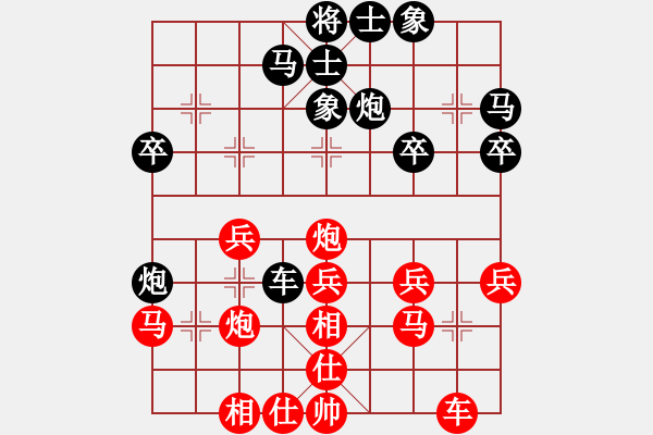 象棋棋谱图片：女子组 3-4 江苏 赖坤琳 红先和 江苏 张继垠 - 步数：30 