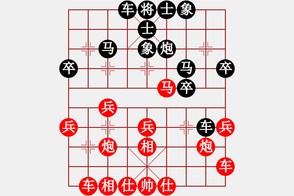 象棋棋譜圖片：仙人指路對(duì)過(guò)宮炮 （紅進(jìn)馬 ）   南北劍客(9段)-負(fù)-過(guò)為撥(9段) - 步數(shù)：30 