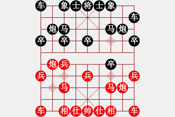 象棋棋譜圖片：挺卒應起馬紅巡河炮（基本格式） - 步數(shù)：10 