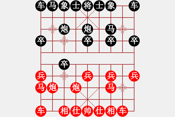 象棋棋譜圖片：小鶴棋譜021仙人指路過宮炮對卒底炮橫車退炮紅先勝7 - 步數(shù)：10 