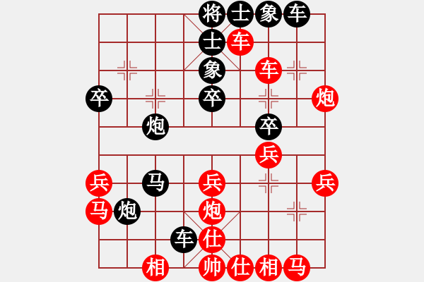 象棋棋譜圖片：見縫扎針(風(fēng)魔)-負(fù)-怒為紅顏(無極)紅左直車對黑右直車右炮巡河炮7進(jìn)4 - 步數(shù)：40 