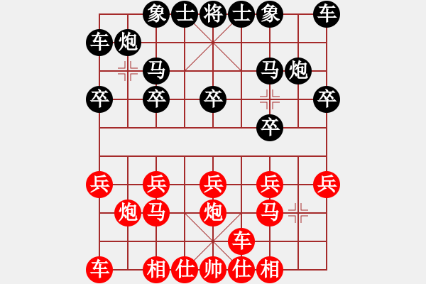 象棋棋谱图片：横才俊儒[292832991] -VS- 阿五[1952002669] - 步数：10 