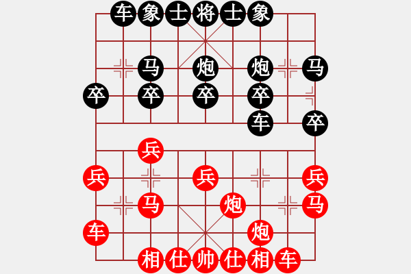 象棋棋譜圖片：卒底炮應(yīng)仙人指路三路炮轉(zhuǎn)斗順炮（旋風(fēng)V7.0拆棋）和棋 - 步數(shù)：20 