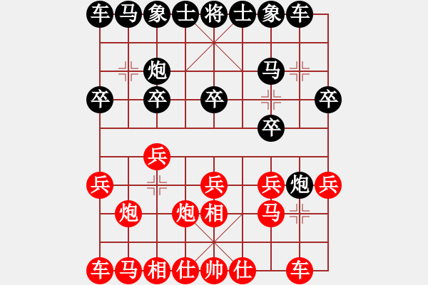 象棋棋譜圖片：測評 電腦分析 另車盯住邊相看住的炮 馬踩中相 占優(yōu) - 步數(shù)：10 