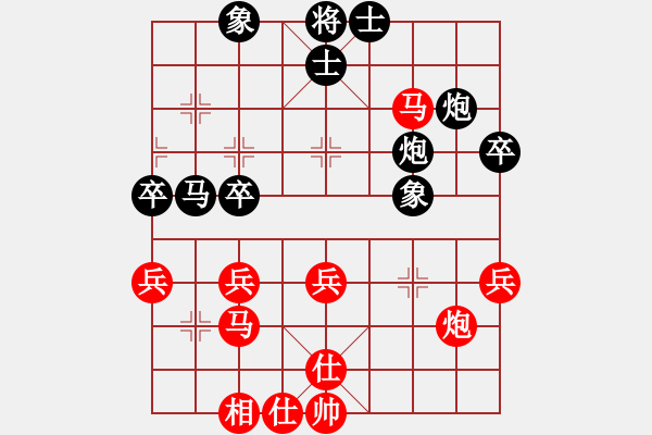 象棋棋谱图片：高斯(4段)-和-ufoufo(5段) - 步数：40 