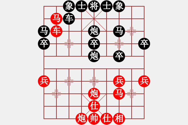 象棋棋譜圖片：屏風(fēng)馬應(yīng)五六炮不進(jìn)兵(業(yè)四升業(yè)五評(píng)測(cè)對(duì)局)我后勝 - 步數(shù)：30 