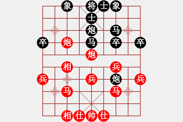 象棋棋譜圖片：14.弈童班主【8-2】（先勝）群【8-1】（D31.中炮進(jìn)三兵對(duì)左炮封車轉(zhuǎn)列炮） - 步數(shù)：30 