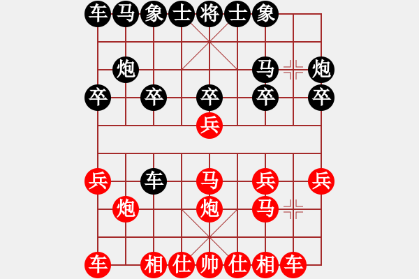 象棋棋譜圖片：1--1---誘車吃兵 中路突破---紅方大占優(yōu)勢(shì) - 步數(shù)：13 