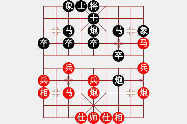 象棋棋譜圖片：《學(xué)習(xí)大師后手》54列炮雙正馬左車(chē)跨河捉兵破五三炮邊馬進(jìn)七兵（紅進(jìn)邊兵） - 步數(shù)：30 