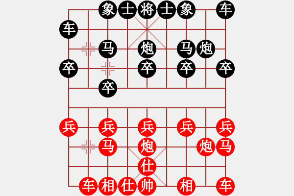 象棋棋譜圖片：hzc890紅負(fù)葬心【順炮直車(chē)對(duì)緩開(kāi)車(chē) 黑左橫車(chē)】 - 步數(shù)：10 